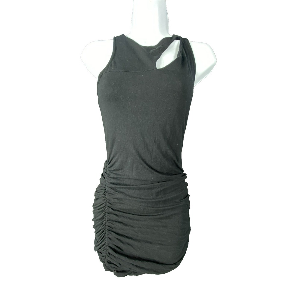 Express Black Bodycon Mini Dress Womens XS Ruched Stretch Cutout Club Party Mini